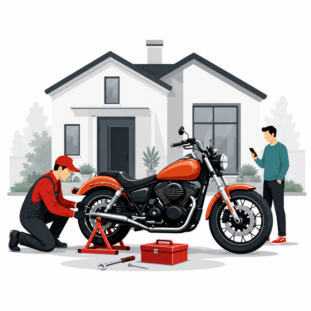 Door-to-door motorcycle repair service at Bilal Honda Workshop